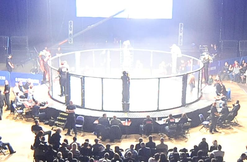 Cage de compétition de MMA photographiée en 2010 (archive, sans lien avec les lauréats de Sonfonia)