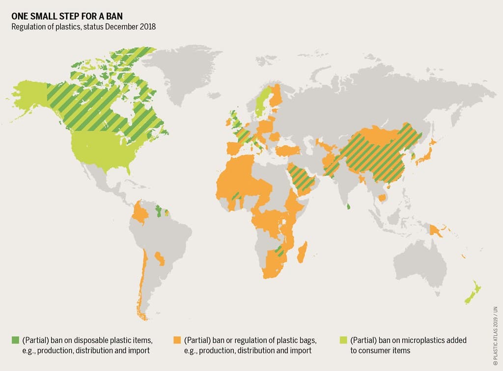 Plastic Atlas - Measures differ markedly: North America regulates microplastics, while many countries in Africa and Asia have banned plastic bags., photo d’illustration